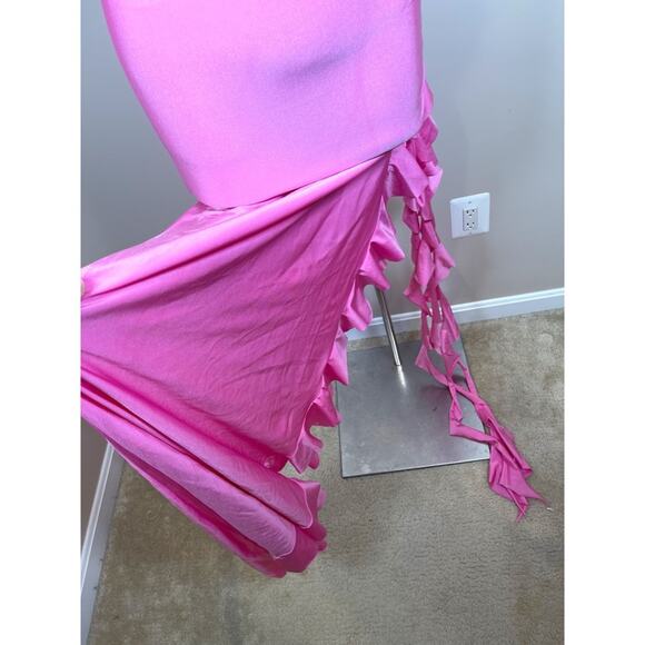 Shani Shemer Shawn Ruffle Train Strapless Pink Macaron Maxi Dress Size Medium - Picture 5 of 8